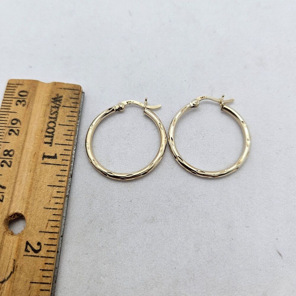 Gold Plated Sterling Silver Hoop Earrings 925